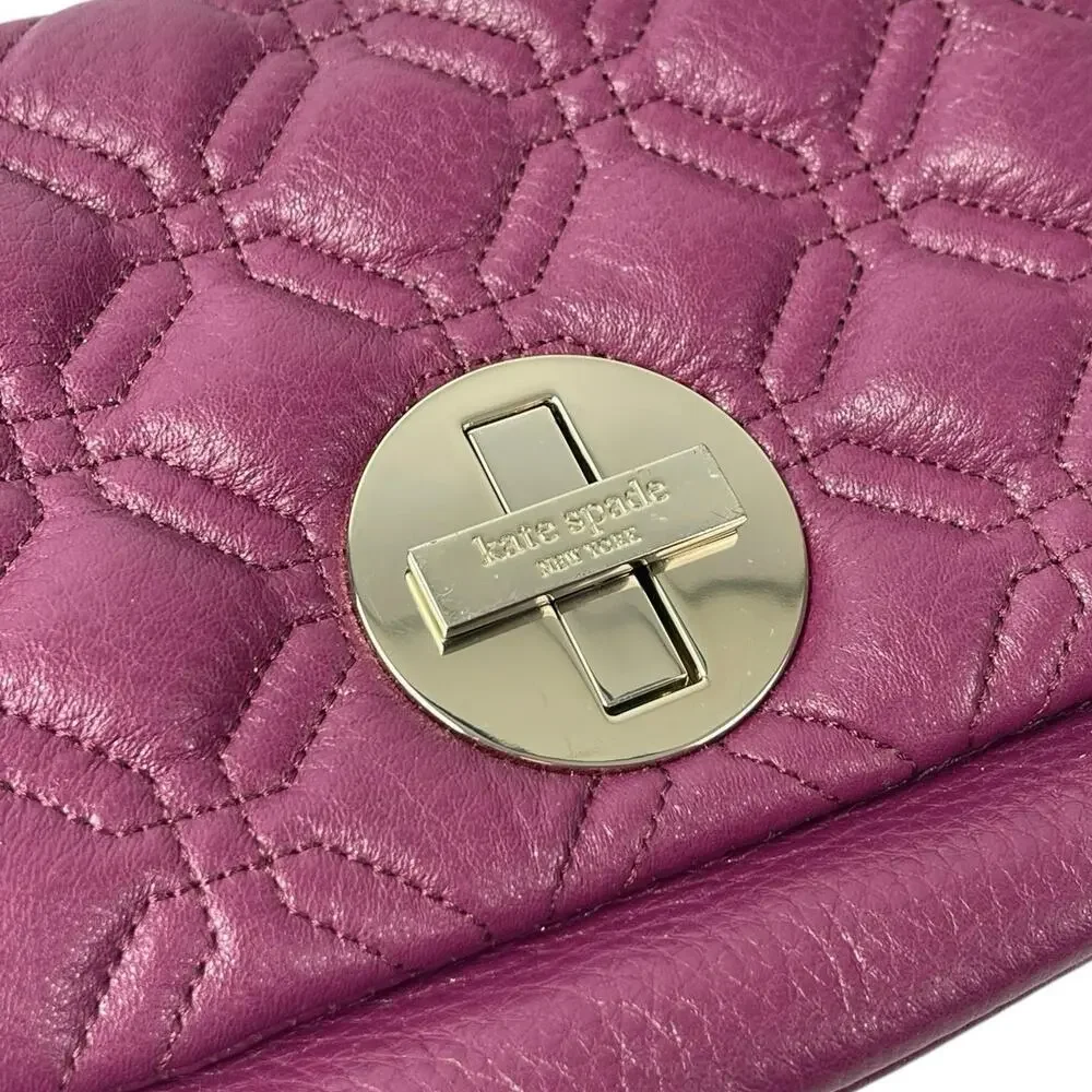 Kate Spade Astor Court Naomi Quilted Chain Purple Magenta Leather Crossbody Bag
